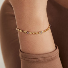 Load image into Gallery viewer, June Birthstone Light Amethyst Curb Chain Bracelet