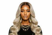 Load image into Gallery viewer, Ash Blonde Balayage Wig 24' Human Hair Body Wave Wear and Go Glueless Blonde Prebleached