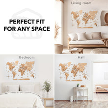 Load image into Gallery viewer, 3D Wooden World Map Gold