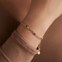 Load image into Gallery viewer, July Birthstone Ruby Curb Chain Bracelet
