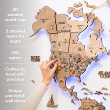 Load image into Gallery viewer, 3D LED Wooden World Map 3.0 Terra