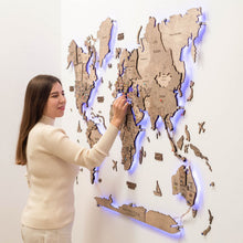 Load image into Gallery viewer, 3D LED Wooden World Map 3.0 Terra
