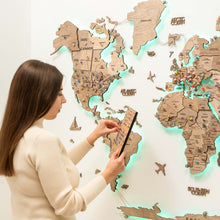 Load image into Gallery viewer, 3D LED Wooden World Map 3.0 Terra