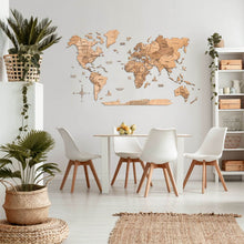 Load image into Gallery viewer, 3D Wooden World Map Gold