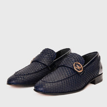 Load image into Gallery viewer, The Monarch Navy Blue Leather Men Dress Shoe
