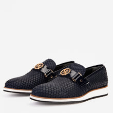 Load image into Gallery viewer, The Legacy Navy Blue Leather Men Casual Loafer Shoe