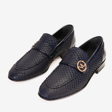 Load image into Gallery viewer, The Monarch Navy Blue Leather Men Dress Shoe