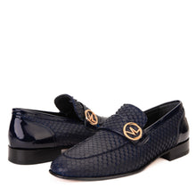 Load image into Gallery viewer, The Monarch Navy Blue Leather Men Dress Shoe