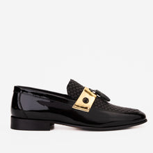 Load image into Gallery viewer, The Imperial Black &amp; Gold Leather Men Dress Shoe