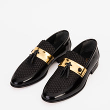 Load image into Gallery viewer, The Imperial Black &amp; Gold Leather Men Dress Shoe