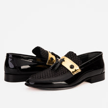 Load image into Gallery viewer, The Imperial Black &amp; Gold Leather Men Dress Shoe