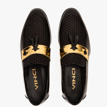 Load image into Gallery viewer, The Imperial Black &amp; Gold Leather Men Dress Shoe