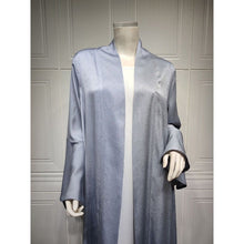 Load image into Gallery viewer, Lotus Leaf Sleeve Solid Soft Satin Open Front Abaya Dress | Lightweight Modest Abaya Cover(MOA220)
