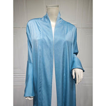 Load image into Gallery viewer, Lotus Leaf Sleeve Solid Soft Satin Open Front Abaya Dress | Lightweight Modest Abaya Cover(MOA220)