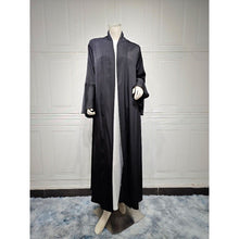 Load image into Gallery viewer, Lotus Leaf Sleeve Solid Soft Satin Open Front Abaya Dress | Lightweight Modest Abaya Cover(MOA220)