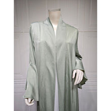 Load image into Gallery viewer, Lotus Leaf Sleeve Solid Soft Satin Open Front Abaya Dress | Lightweight Modest Abaya Cover(MOA220)
