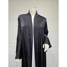 Load image into Gallery viewer, Lotus Leaf Sleeve Solid Soft Satin Open Front Abaya Dress | Lightweight Modest Abaya Cover(MOA220)