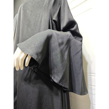 Load image into Gallery viewer, Lotus Leaf Sleeve Solid Soft Satin Open Front Abaya Dress | Lightweight Modest Abaya Cover(MOA220)