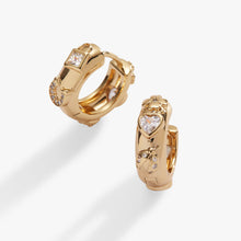 Load image into Gallery viewer, Love and Luck Huggie Hoops