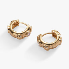 Load image into Gallery viewer, Love and Luck Huggie Hoops