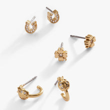 Load image into Gallery viewer, Love and Luck Stud &amp; Hoop Earrings Set of 3