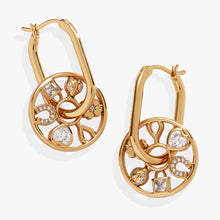 Load image into Gallery viewer, Love and Luck Wheel Hoop Earrings