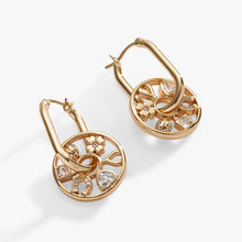 Load image into Gallery viewer, Love and Luck Wheel Hoop Earrings