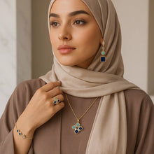 Load image into Gallery viewer, Celeste Geometric Gemstone Jewelry Set | Islamic Blue Stone Jewelry Set (MAC253)