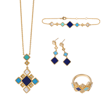Load image into Gallery viewer, Celeste Geometric Gemstone Jewelry Set | Islamic Blue Stone Jewelry Set (MAC253)