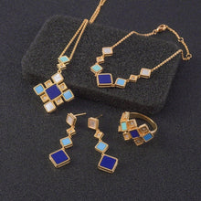 Load image into Gallery viewer, Celeste Geometric Gemstone Jewelry Set | Islamic Blue Stone Jewelry Set (MAC253)