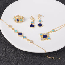 Load image into Gallery viewer, Celeste Geometric Gemstone Jewelry Set | Islamic Blue Stone Jewelry Set (MAC253)