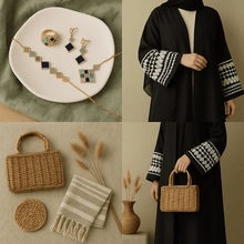 Load image into Gallery viewer, Celeste Geometric Gemstone Jewelry Set | Islamic Blue Stone Jewelry Set (MAC253)