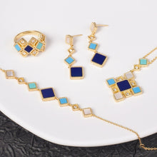 Load image into Gallery viewer, Celeste Geometric Gemstone Jewelry Set | Islamic Blue Stone Jewelry Set (MAC253)