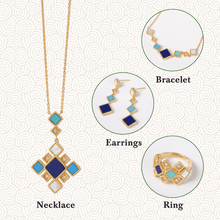 Load image into Gallery viewer, Celeste Geometric Gemstone Jewelry Set | Islamic Blue Stone Jewelry Set (MAC253)