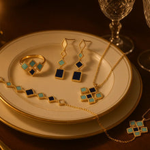 Load image into Gallery viewer, Celeste Geometric Gemstone Jewelry Set | Islamic Blue Stone Jewelry Set (MAC253)