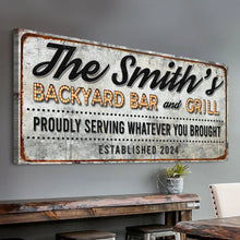 Load image into Gallery viewer, Backyard Bar &amp; Grill Sign XX