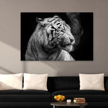 Load image into Gallery viewer, Black And White Smoking Tiger Canvas Wall Art