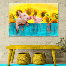 Load image into Gallery viewer, Sunflower Pigs Canvas Wall Art