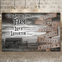 Load image into Gallery viewer, Where Love Grows And Laughter Flows Family Farm Names Sign