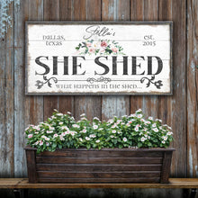 Load image into Gallery viewer, Personalized She Shed Sign VII