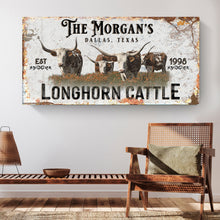 Load image into Gallery viewer, Personalized Long Horn Cattle Sign II
