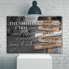 Load image into Gallery viewer, Where Life Points In Every Direction Family Farm Names Sign