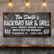Load image into Gallery viewer, Backyard Bar &amp; Grill Sign XXIII