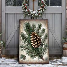 Load image into Gallery viewer, Vintage Winter Pine Cone Christmas Wall Art
