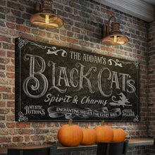 Load image into Gallery viewer, Black Cat’s Spirits &amp; Charms Bar Halloween Sign II