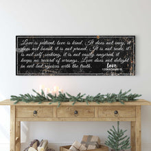 Load image into Gallery viewer, 1 Corinthians 13: 'Love Is Patient' - Rustic Christian Wall Art, Religious Decor for Living Room