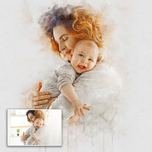 Load image into Gallery viewer, Gift For Mom Watercolor Portrait Custom Wall Art