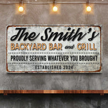 Load image into Gallery viewer, Backyard Bar &amp; Grill Sign XX