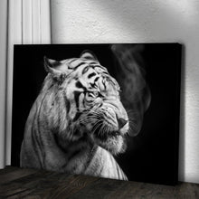 Load image into Gallery viewer, Black And White Smoking Tiger Canvas Wall Art
