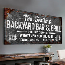Load image into Gallery viewer, Backyard Bar &amp; Grill Sign XXIII